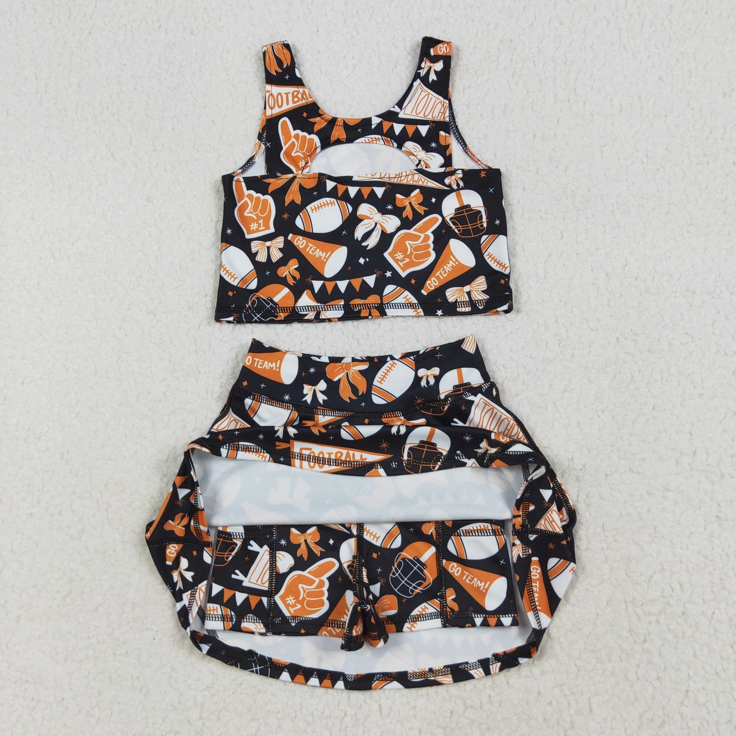 GSD2687 yoga Cheer go team football girl summer skirt outfit 202507 RTS
