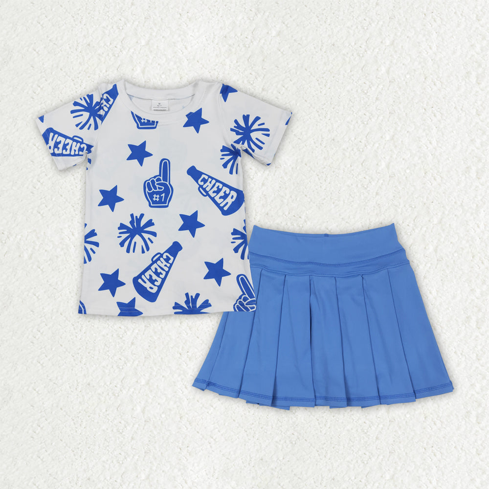GSD2176 组合 Cheer blue skirt westen short sleeves skirt girl dress 202506 RTS