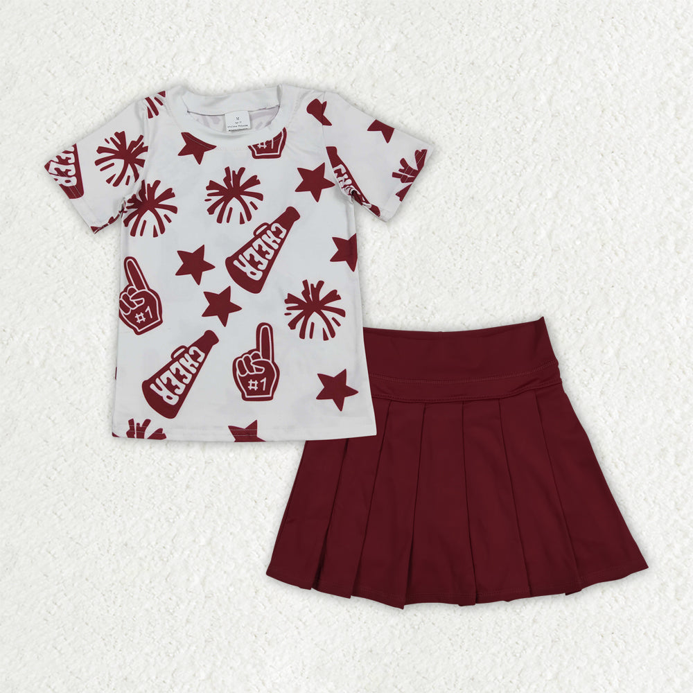 GSD2736组合 yoga Cheer RED skirt westen short sleeves skirt girl dress OUTFIT 202507 RTS