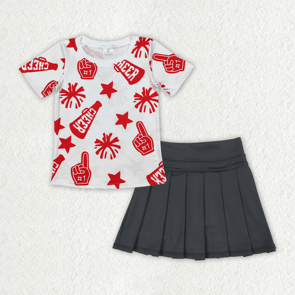 GSD2779组合 yoga Cheer RED skirt westen short sleeves skirt girl dress OUTFIT 202507 RTS