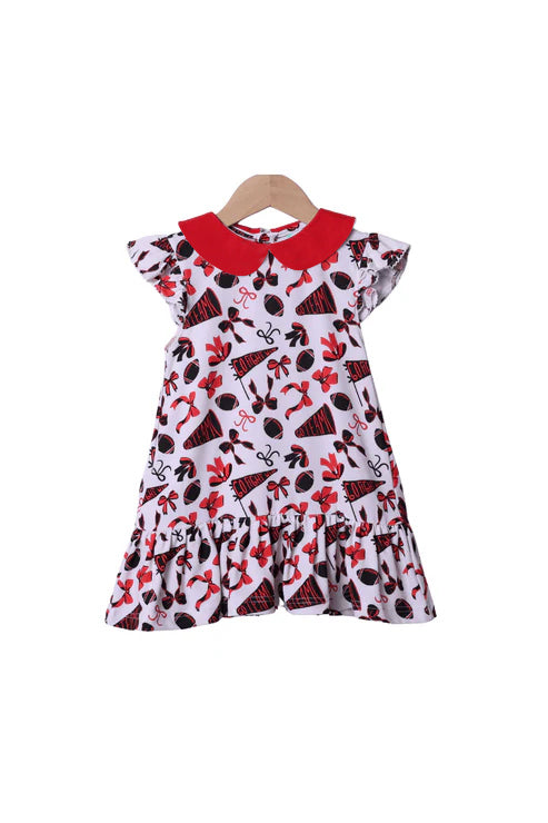 GSD2783 cheer go team red girl summer dress 202507 preorder
