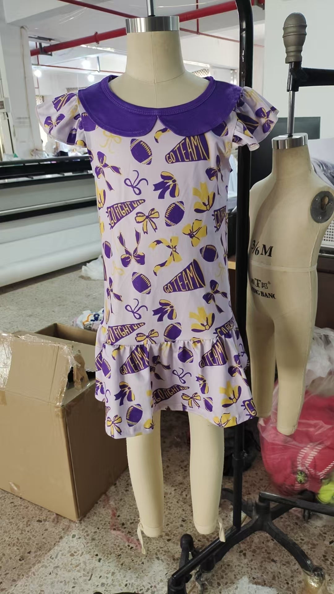 GSD2784 cheer go team purple girl summer dress 202509 RTS