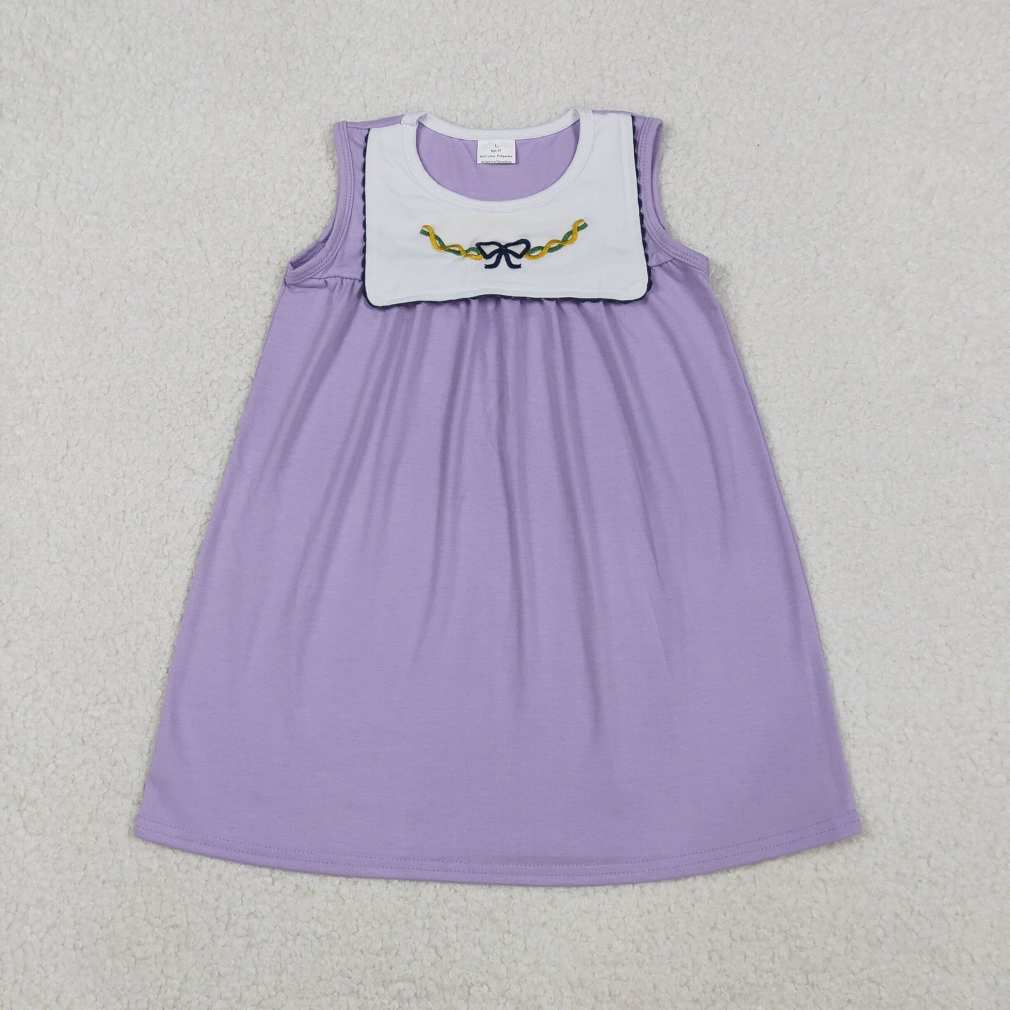 GSD2832 Mardi Gras Embroidery bow girl summer dress 202511 RTS