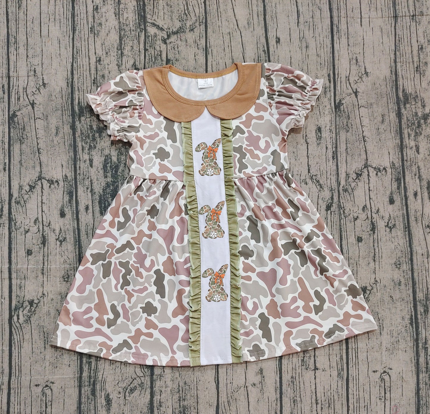 GSD2852 Camo Embroidery Easter rabbit girl summer dress 202509 preorder