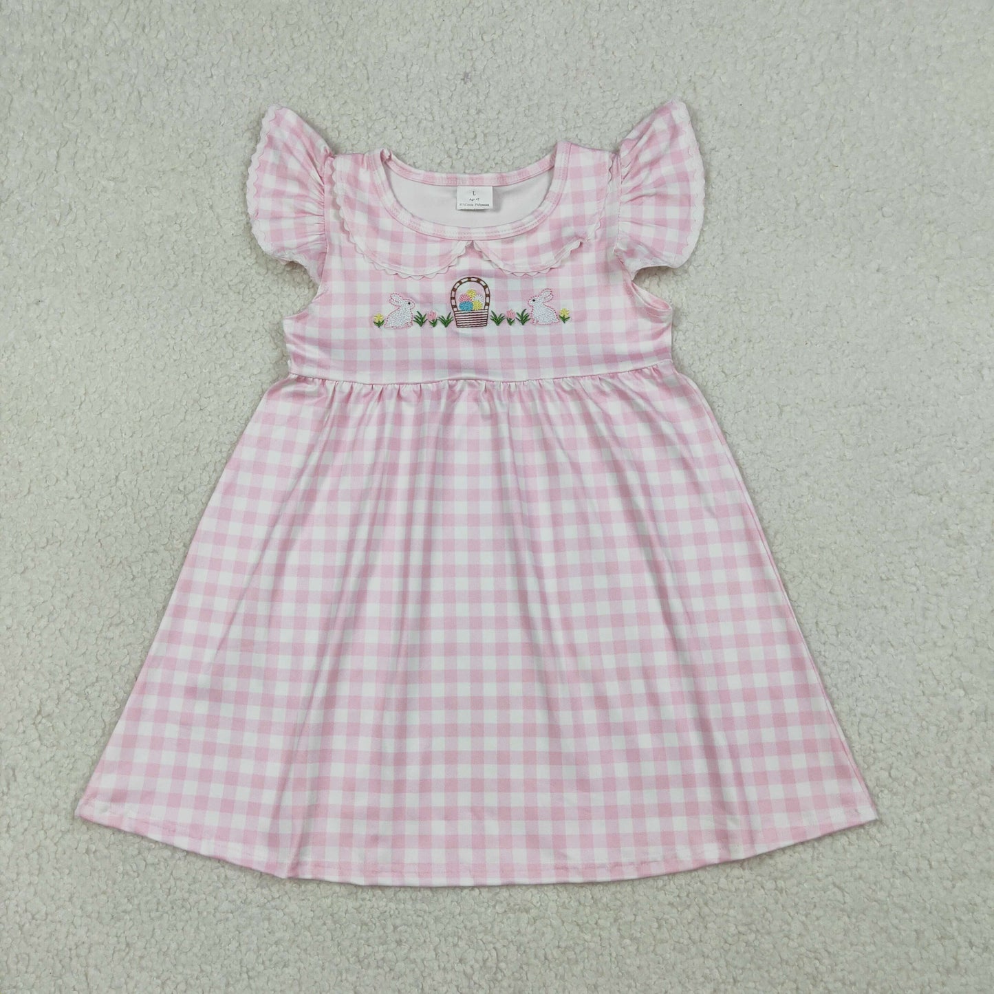 GSD2913 embroidery Easter egg flowers girl dress 202603 RTS