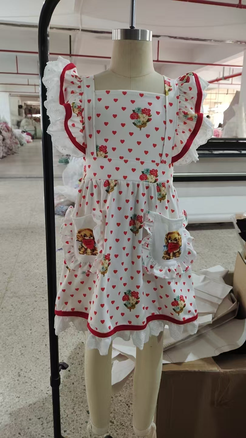 GSD2963 lace love dog girl summer dress 202512 RTS