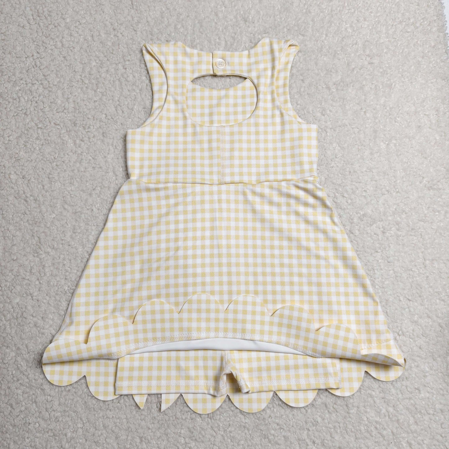 GSD3027 yellow checkboard bow yoga GIRL summer outfit 202607 RTS