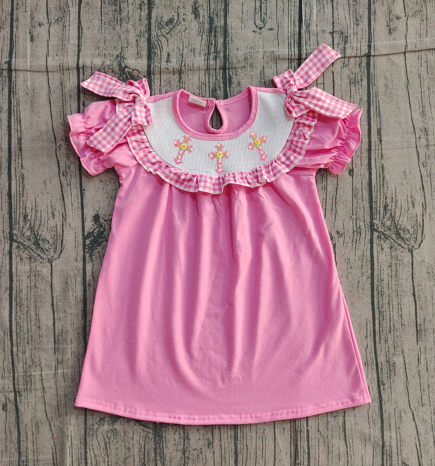 GSD3178-smocked Cross Easter girl summer dress 202511 preorder