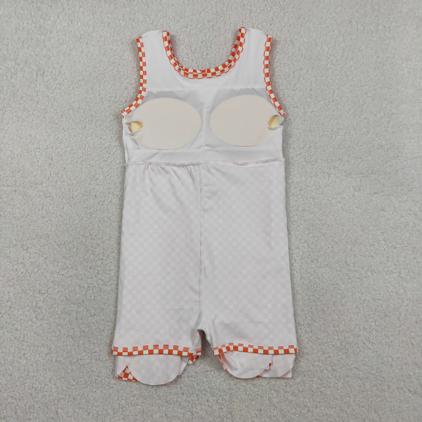 GSD3428 yoga grid orange scallop GIRL summer dress 202604 RTS