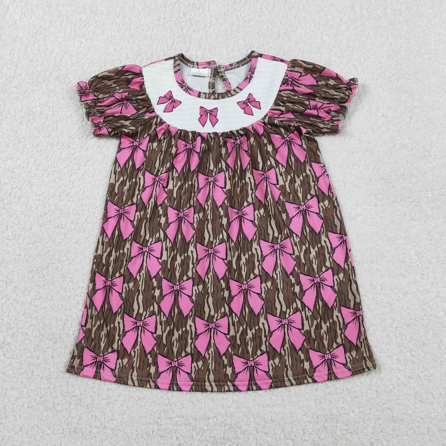 GSD3446 SMOCKED bow girl dress 202601 RTS