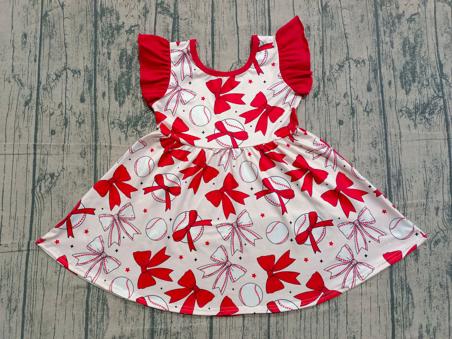 GSD3456 bow baseball girl dress 202602 preorder