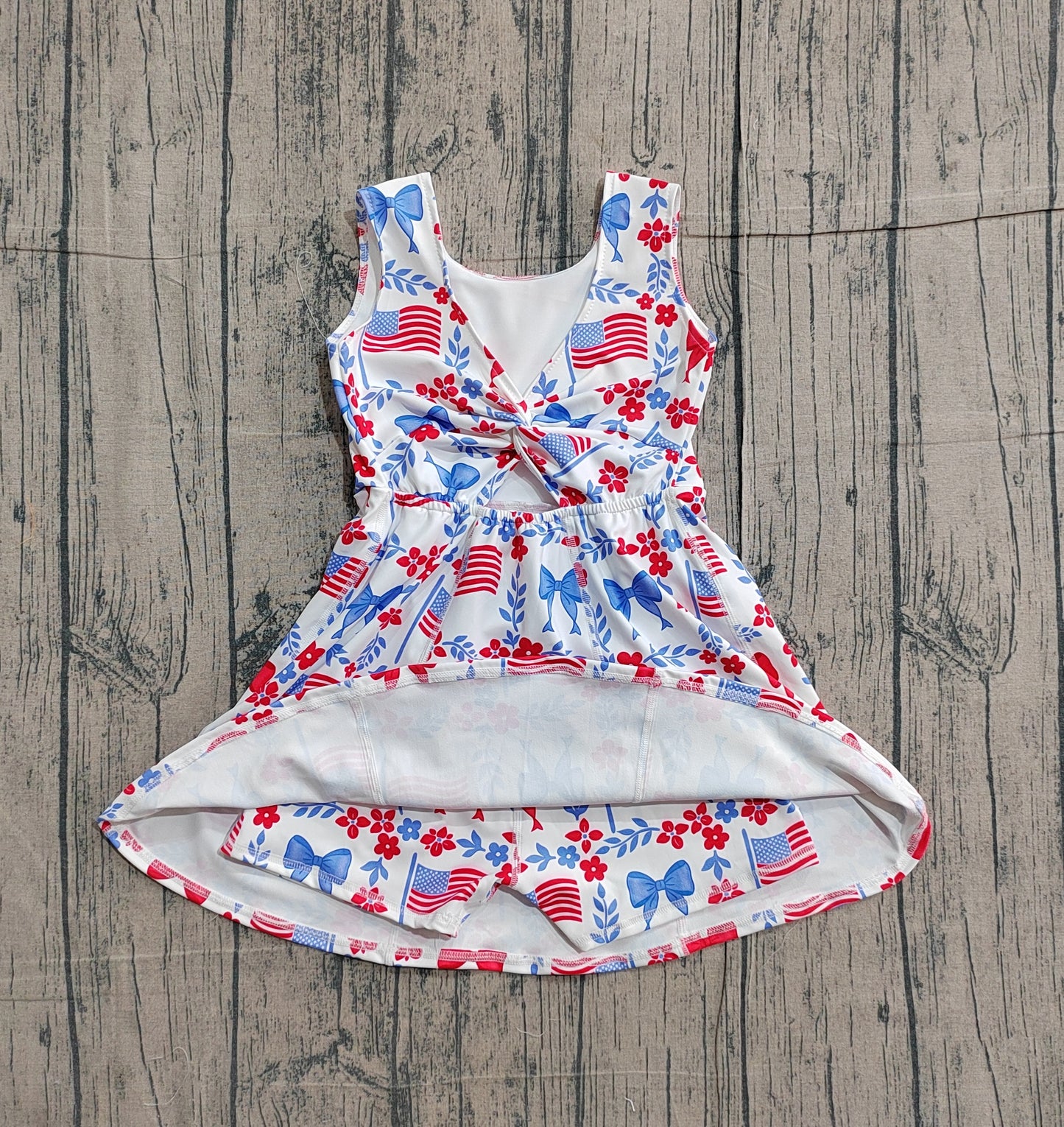 GSD3500 4th July bow Yoga kids girl dress 202601 preorder
