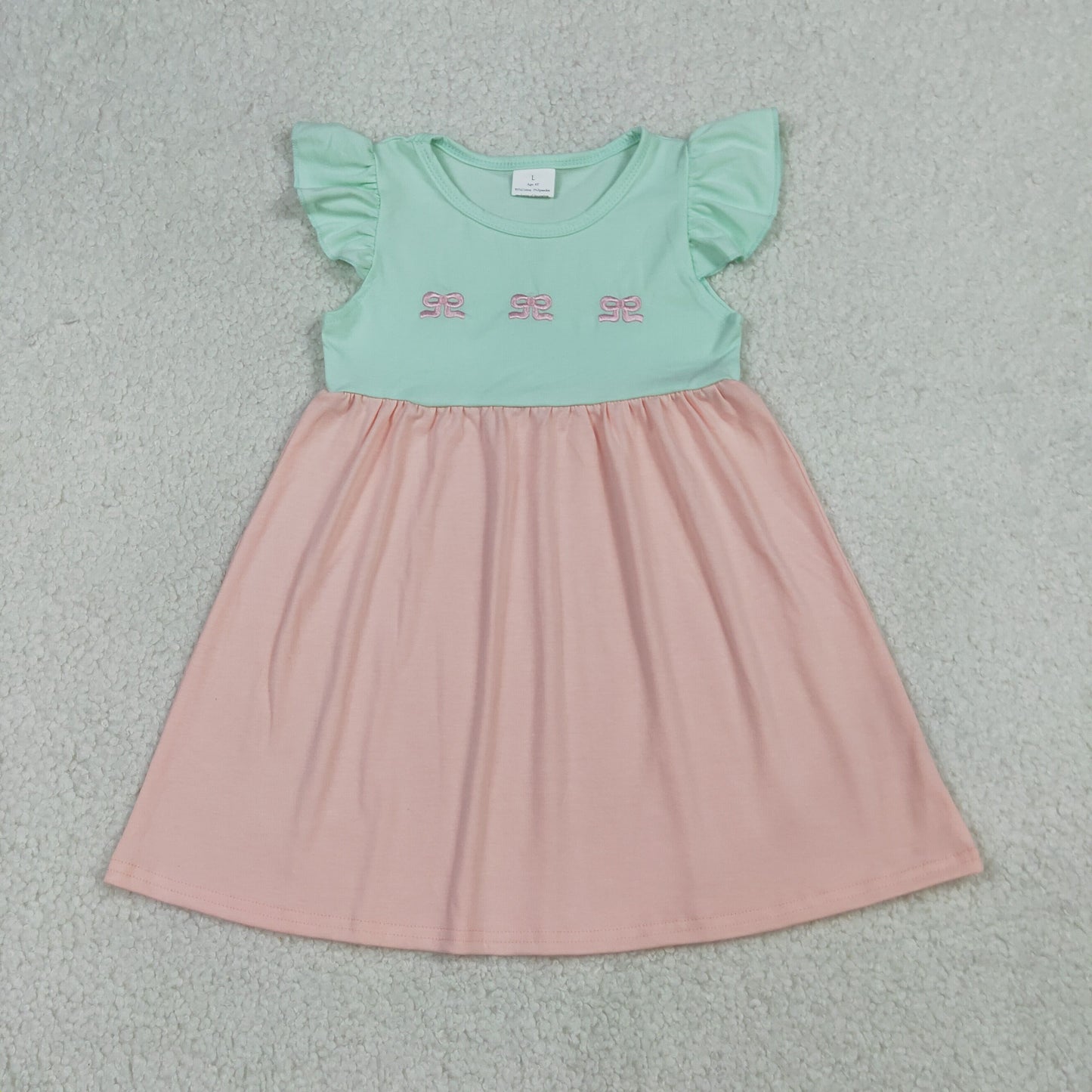 GSD3530 embroidery bow kids girl dress 202603 RTS