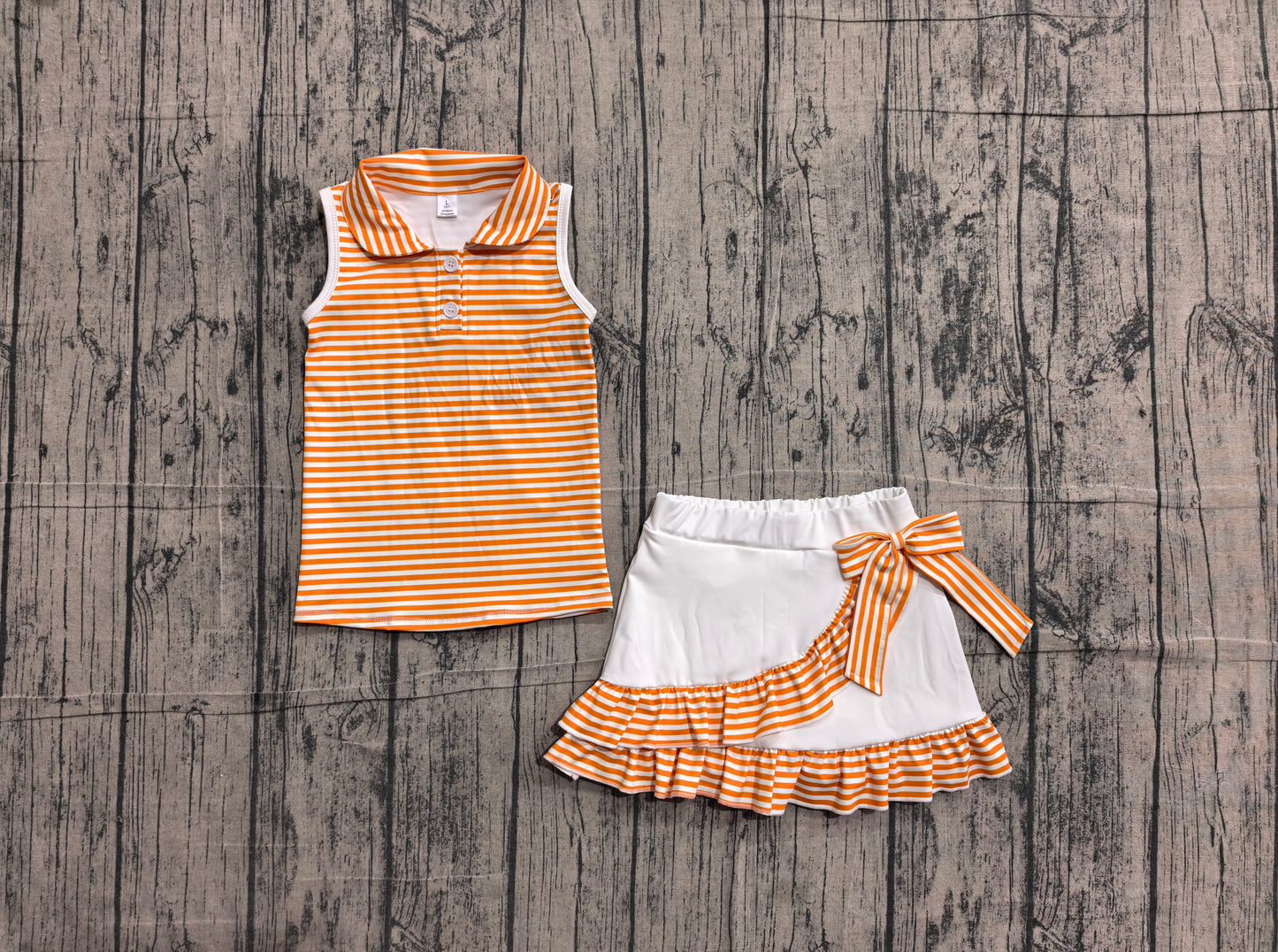 GSD3663 ORANGE yoga ruffle girl outfit skirt 202606 PREORDER