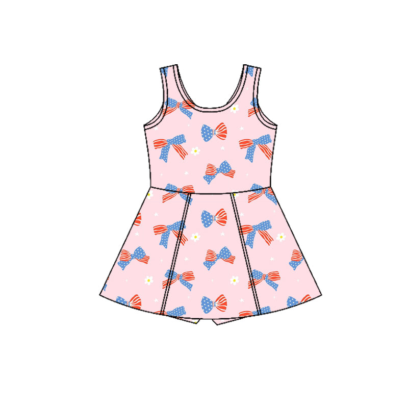 GSD3748 4th July bow Yoga kids girl dress 202602 preorder