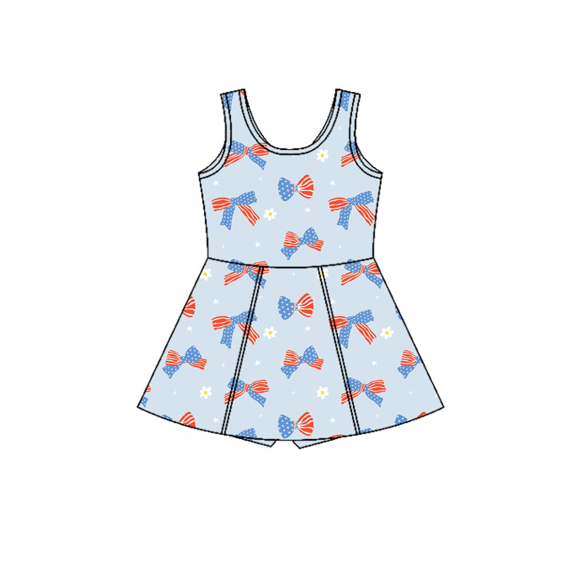 GSD3749 4th July bow Yoga kids girl dress 202602 preorder