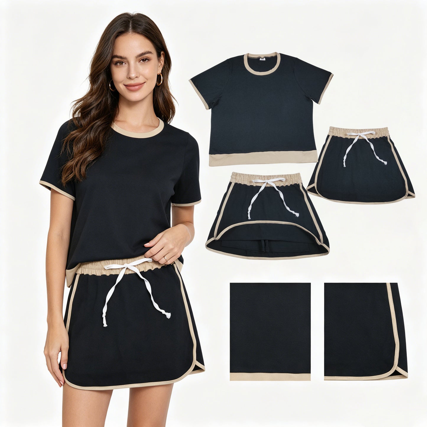 GSD3954 adult black Solid color women pajamas SET OUTFIT 202604 RTS