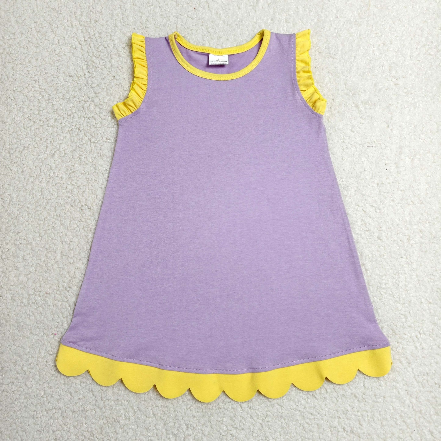 GSD4042 YOGA purple solid scallop girl dress ruffle