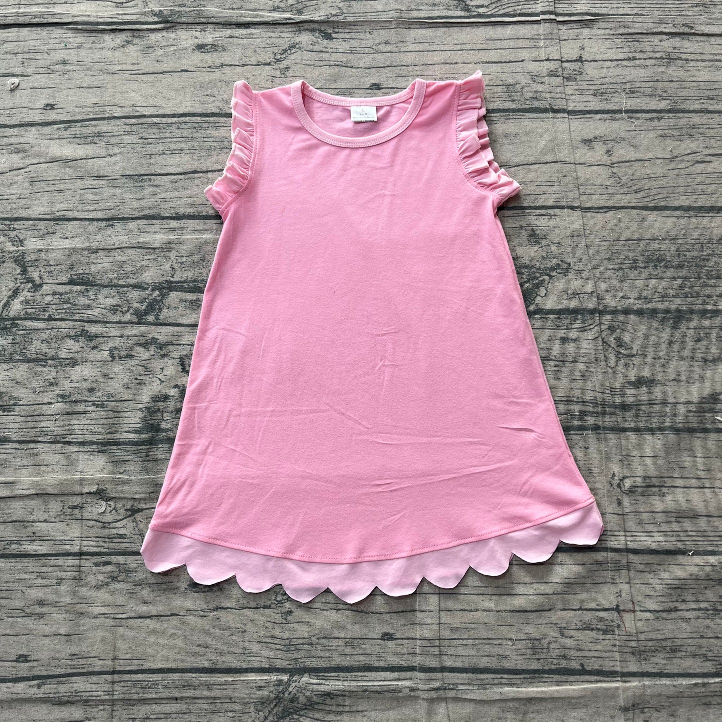 GSD4043 YOGA preorder pink solid scallop girl dress ruffle
