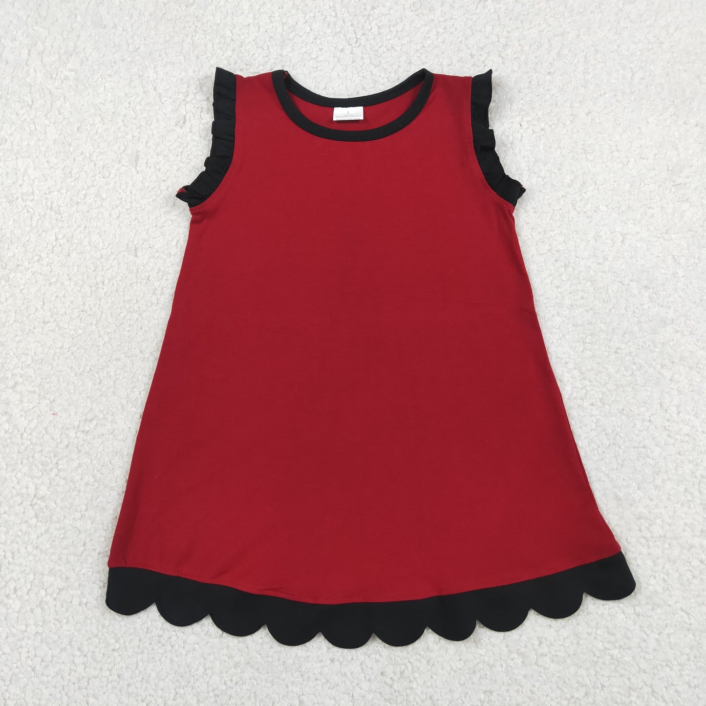 GSD4058 RED YOGA PURPLE YELLOW solid scallop girl dress ruffle rts