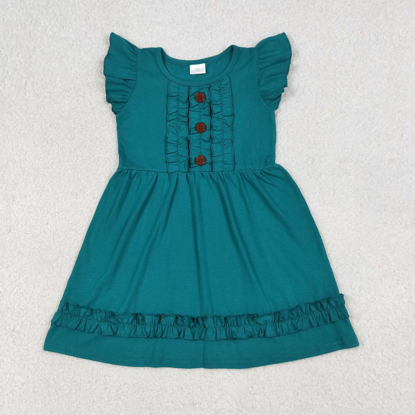 GSD4094 green solid cotton summer short sleeves girl dress RTS 202604