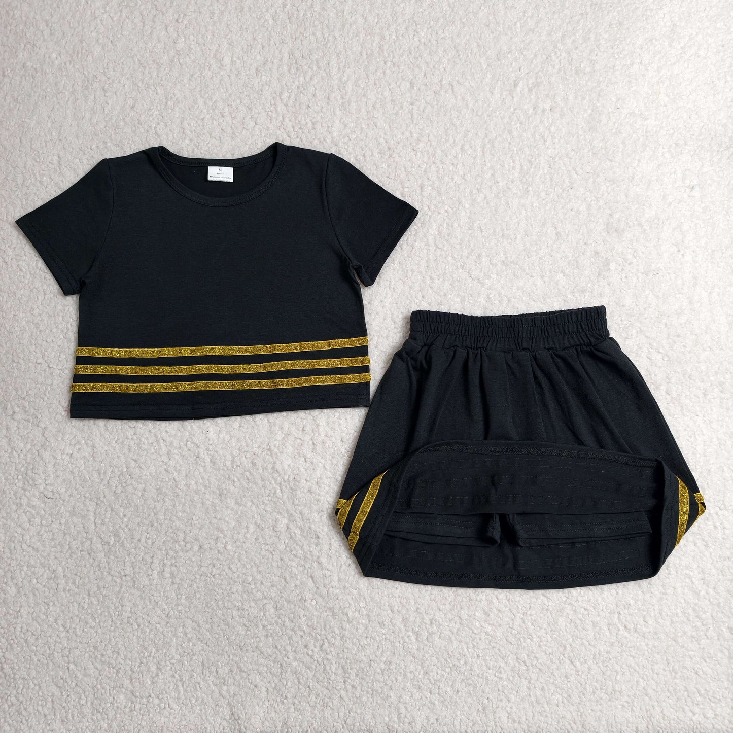 GSD4108 black Stripe Skort Set girl outfit 202607 RTS