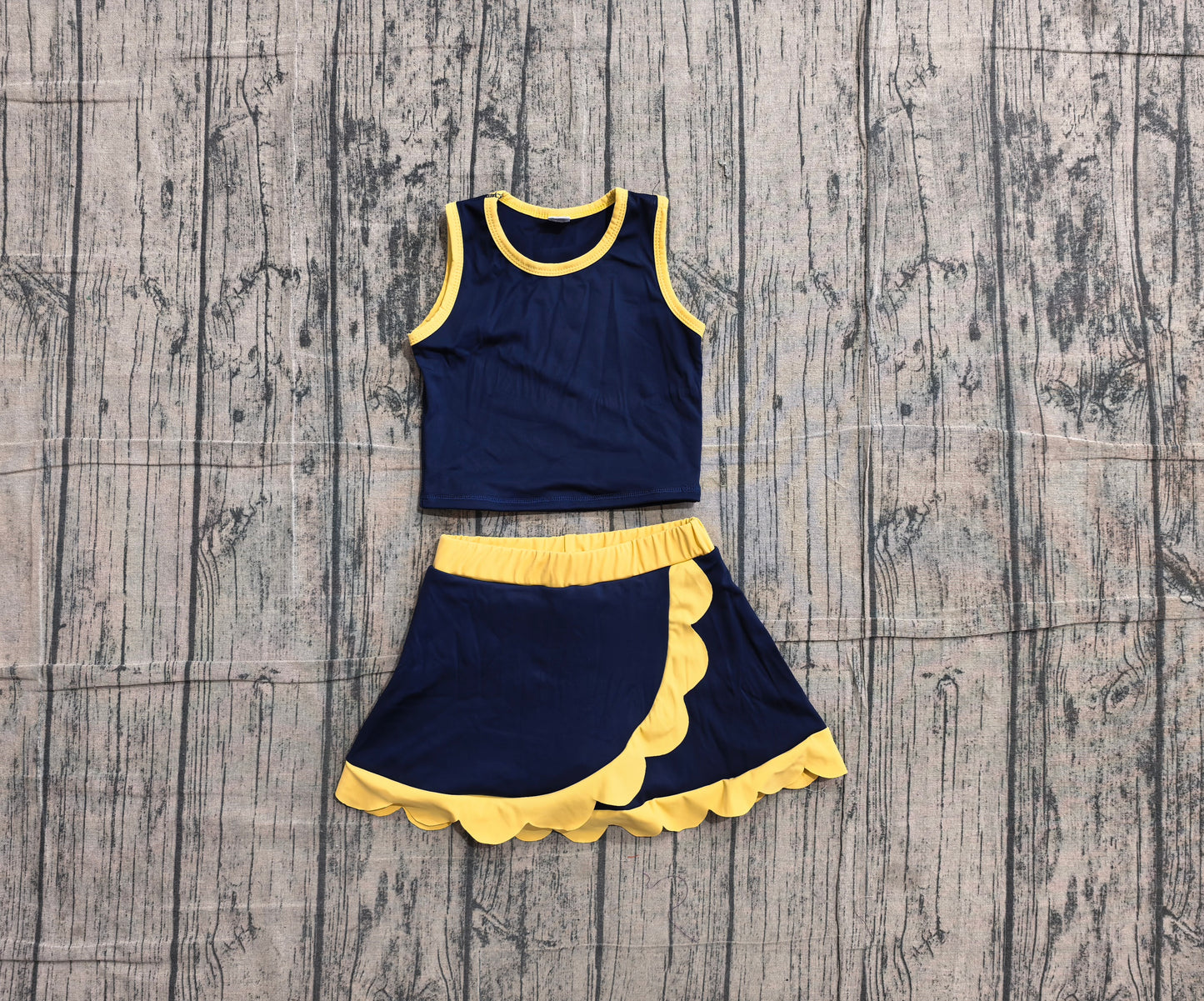 GSD4111 yoga BLACK YELLOW Scallop sports girl outfit skirt 202605 PRERDER