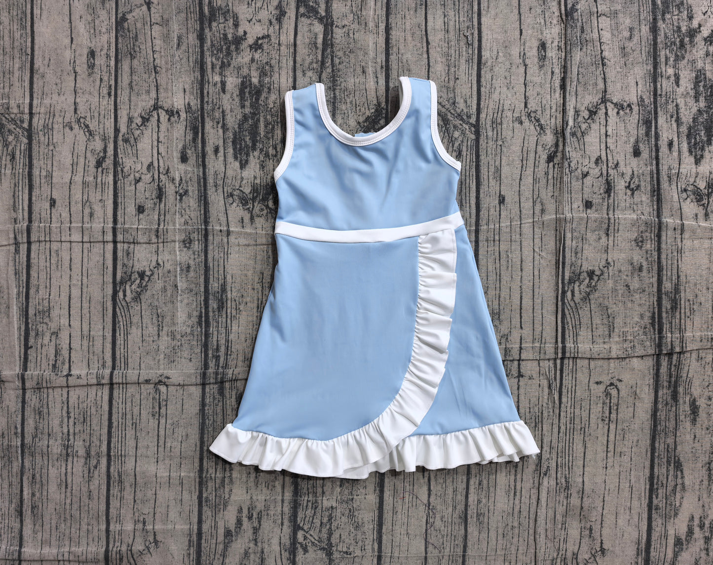 GSD4124 YOGA preorder solid blue girl dress ruffle
