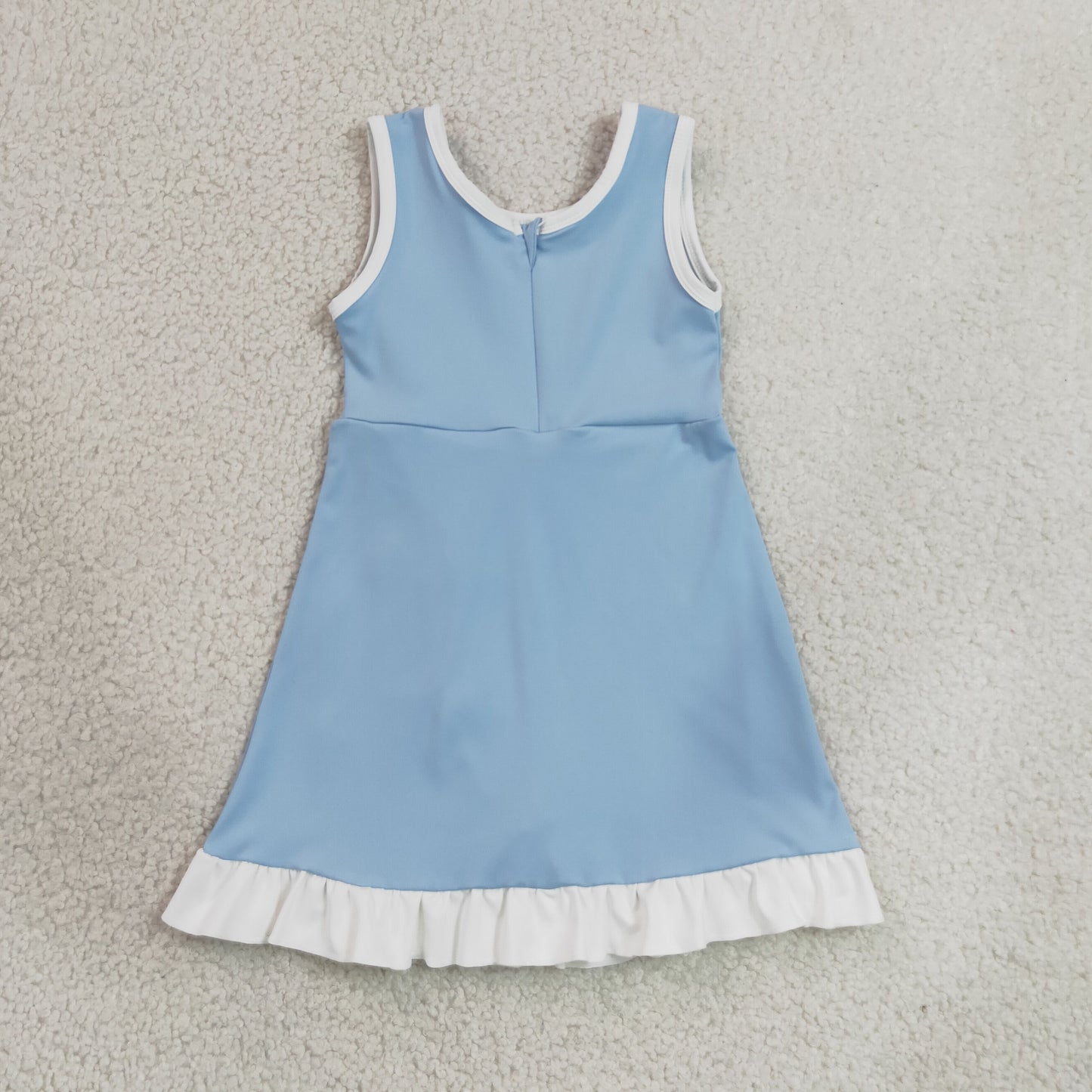 GSD4124 YOGA light blue ruffle solid blue girl dress RTS