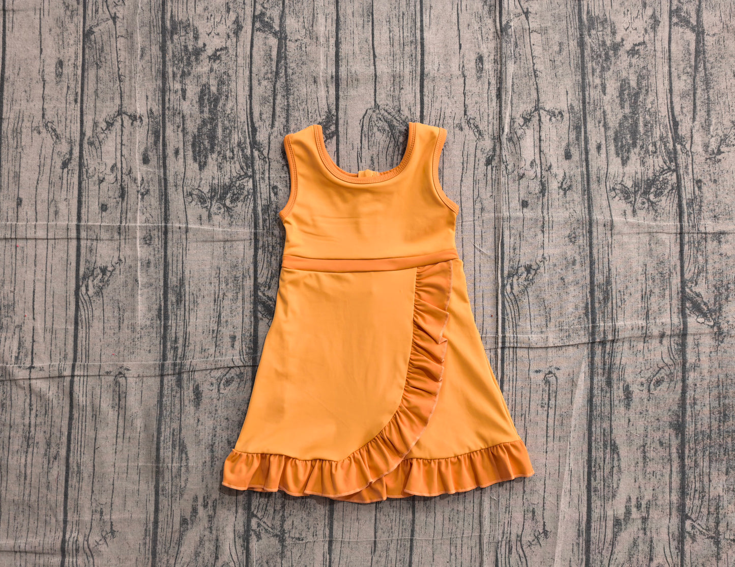 GSD4127 YOGA preorder solid orange girl dress ruffle