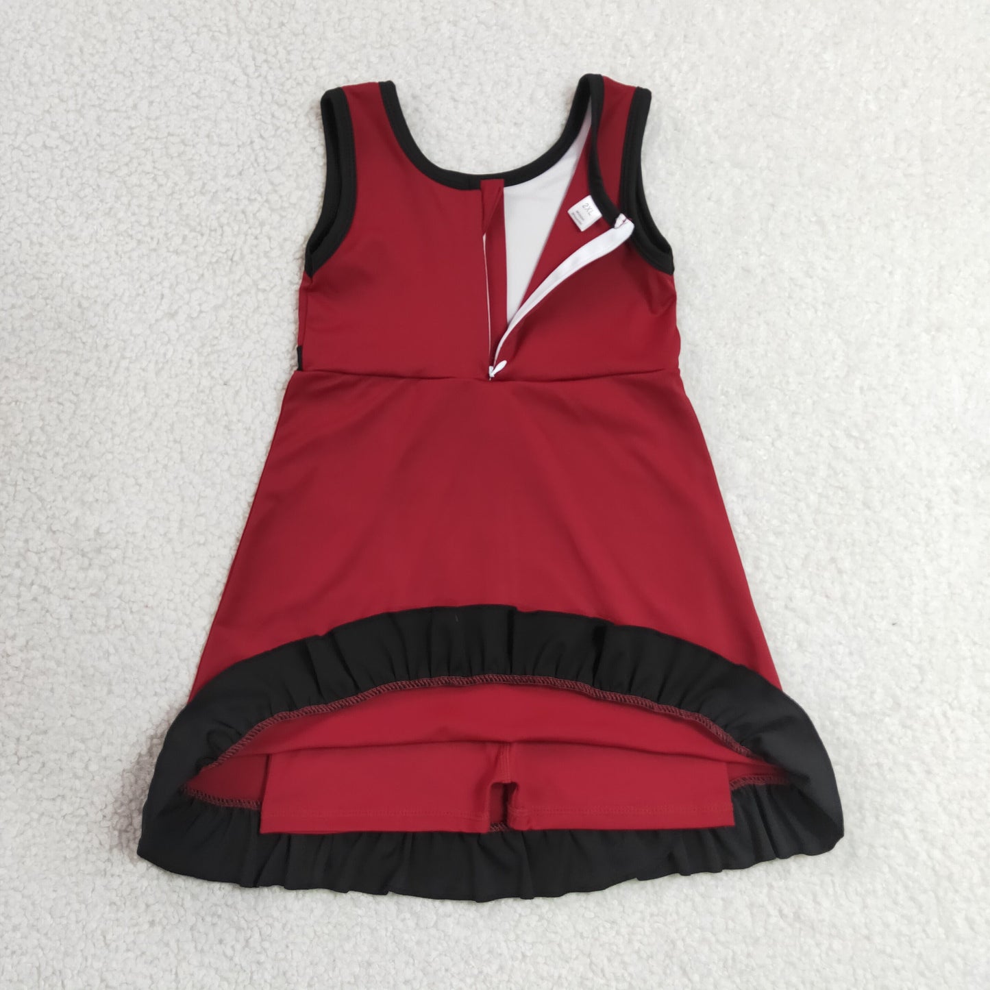 GSD4135 YOGA BLACK RED solid Princess cartoon girl dress ruffle RTS