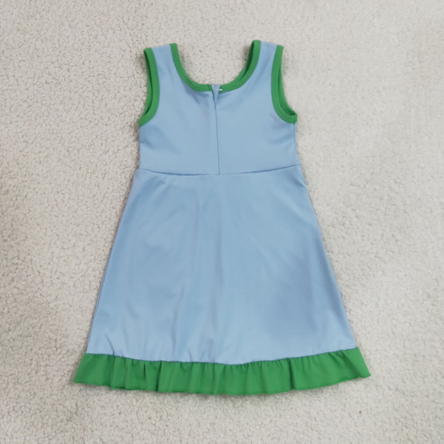 GSD4136 YOGA BLUE GREEN solid girl dress ruffle 202607