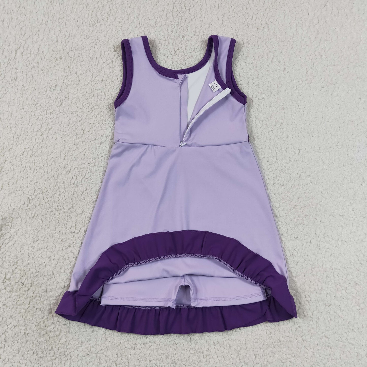GSD4151 YOGA RTS purple solid RUFFLE Princess cartoon girl dress ruffle