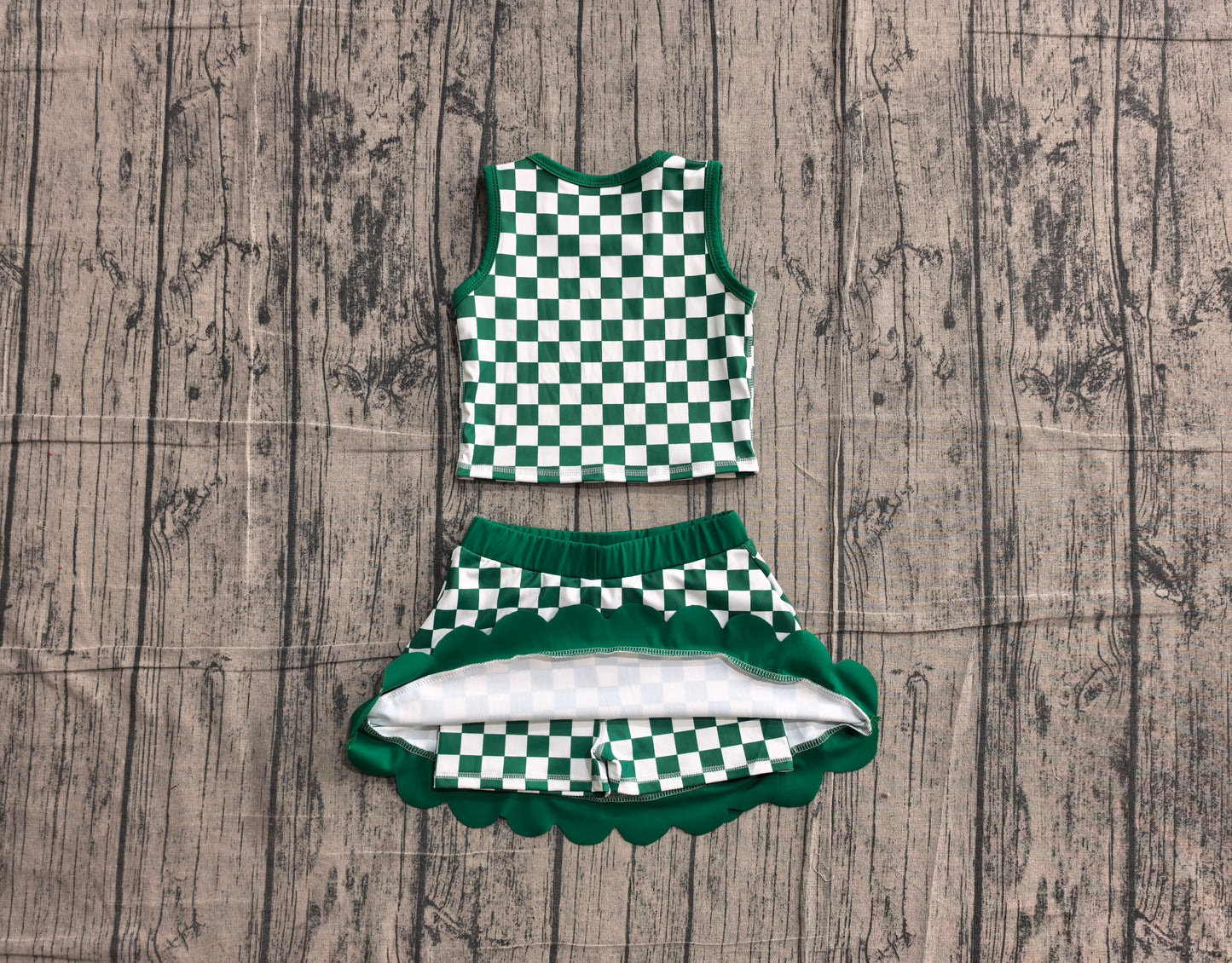 GSD4178 ruffle yoga green dots sports girl outfit skirt 202605 PREORDER