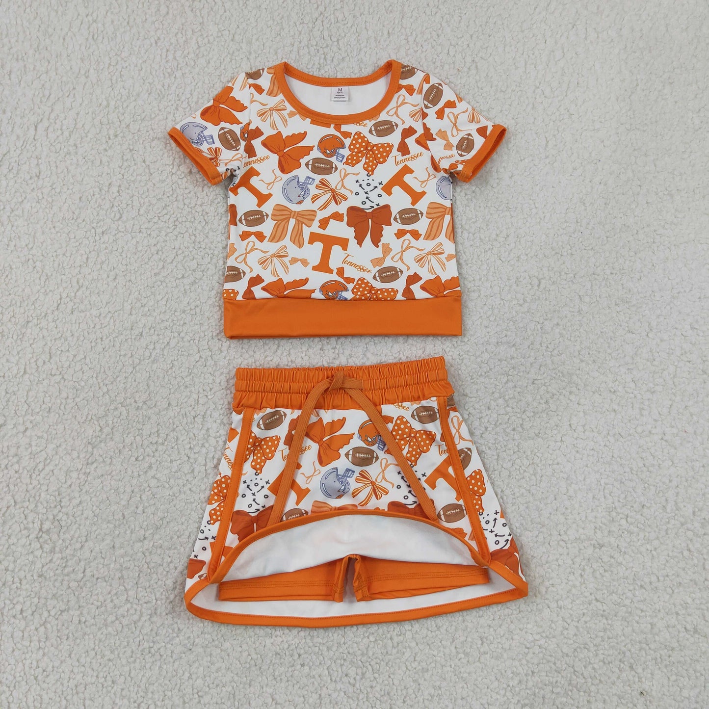 GSD4181 YOGA orange T team bow football skort girl outfit 202607 RTS