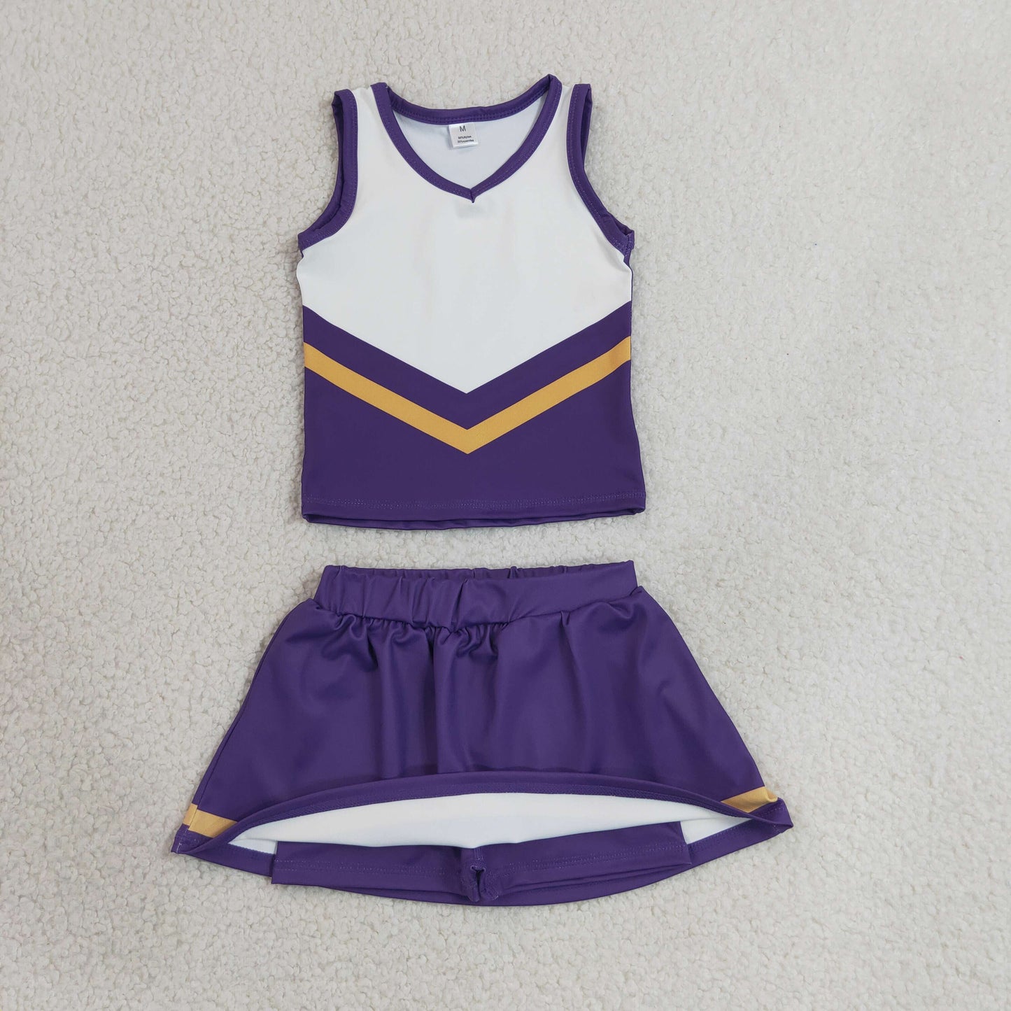 GSD4193 RTS YOGA Purple White Color Block Toddler Cheerleading Performance Outfit 202630