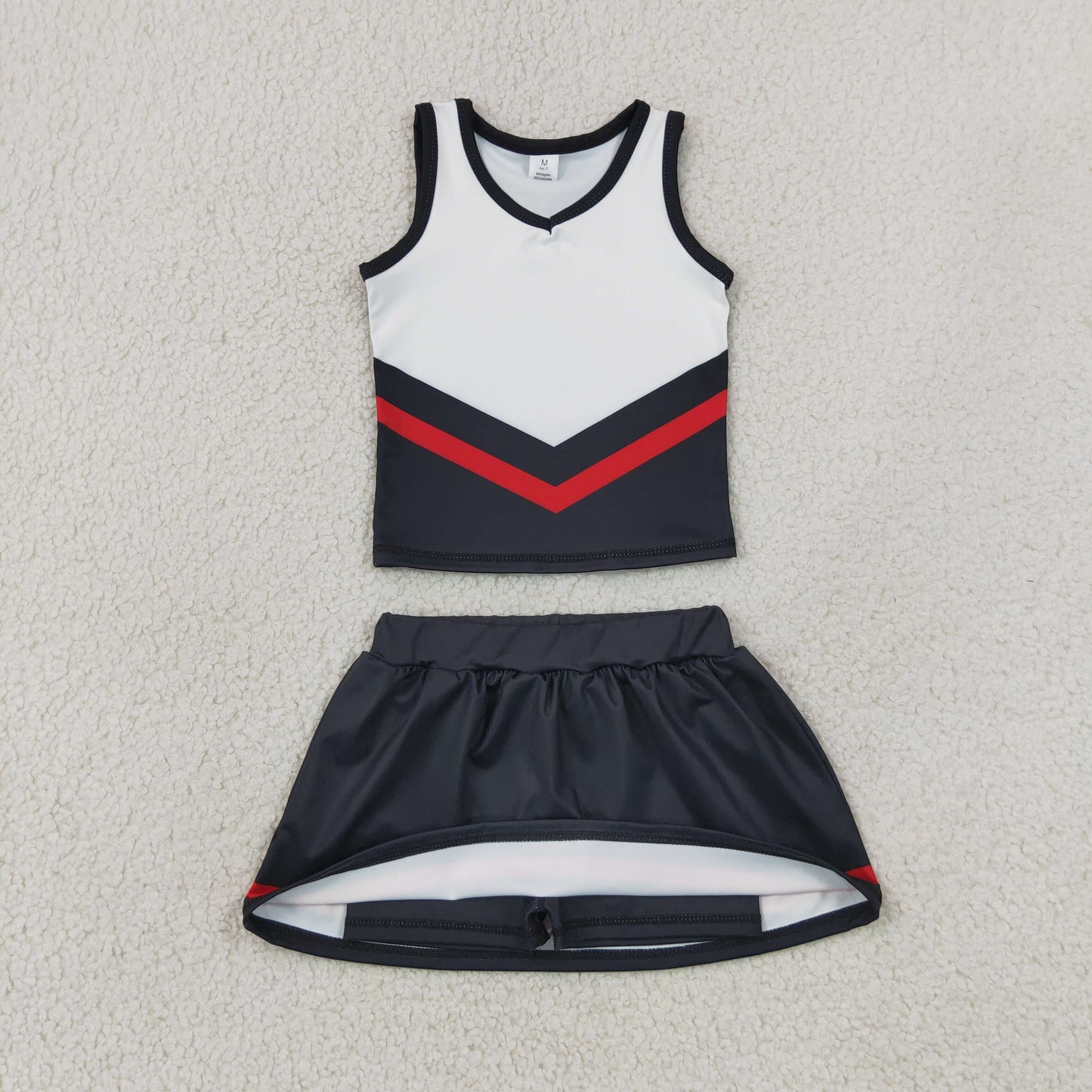 GSD4200 Black Red Trim Chevron Cheer Skort 2 Piece 202607 RTS