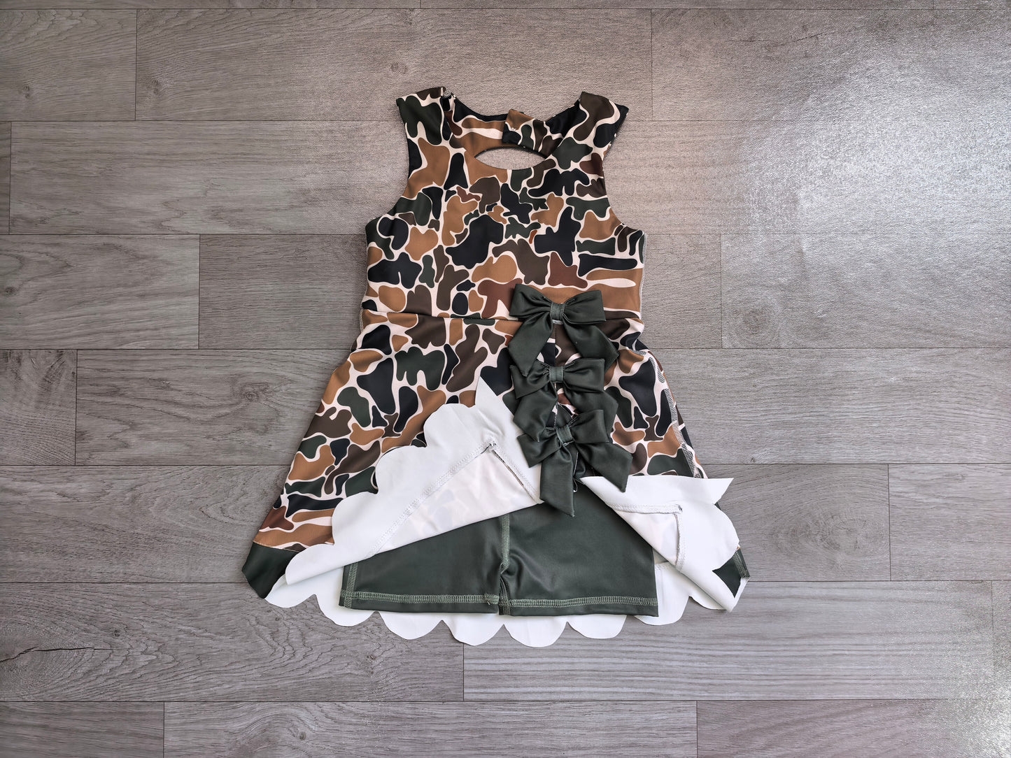GSD4229 YOGA preorder camo bow scallop girl dress ruffle 202607
