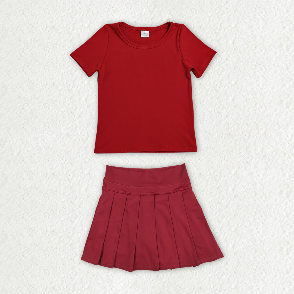 GSD4271 red pleated skirt yoga bow western blanket RTS 202607 RTS