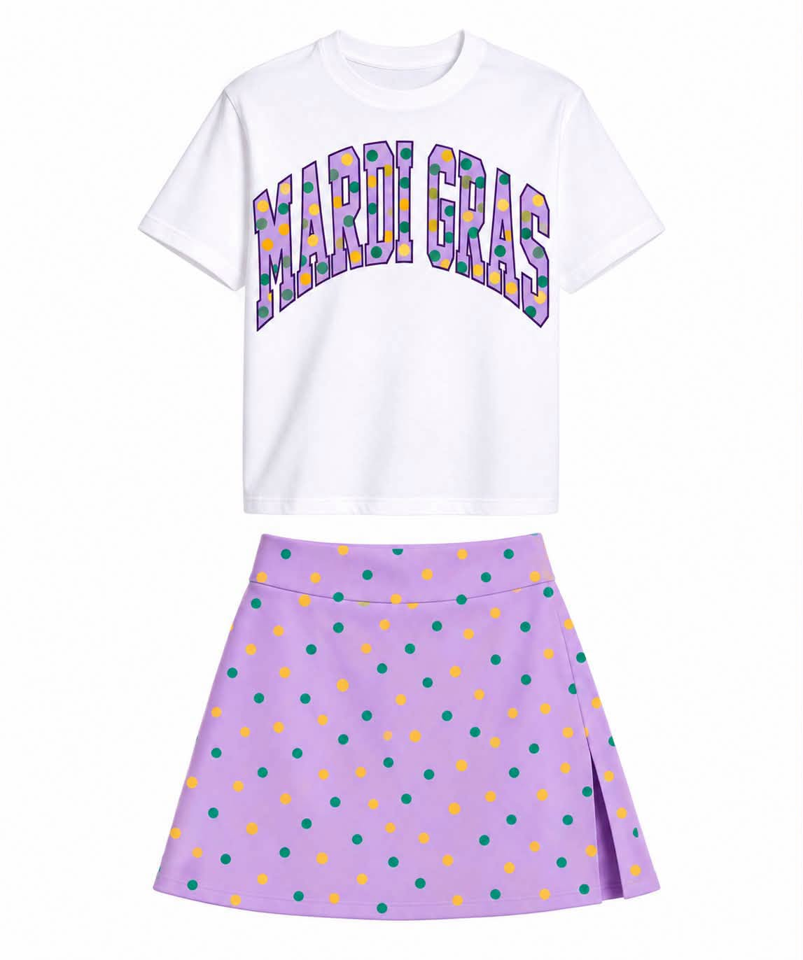 Preorder (moq 5) GSD4338 Baby Girl Clothes Letter Tee And Polka Dot Skort Yoga Outfit Set