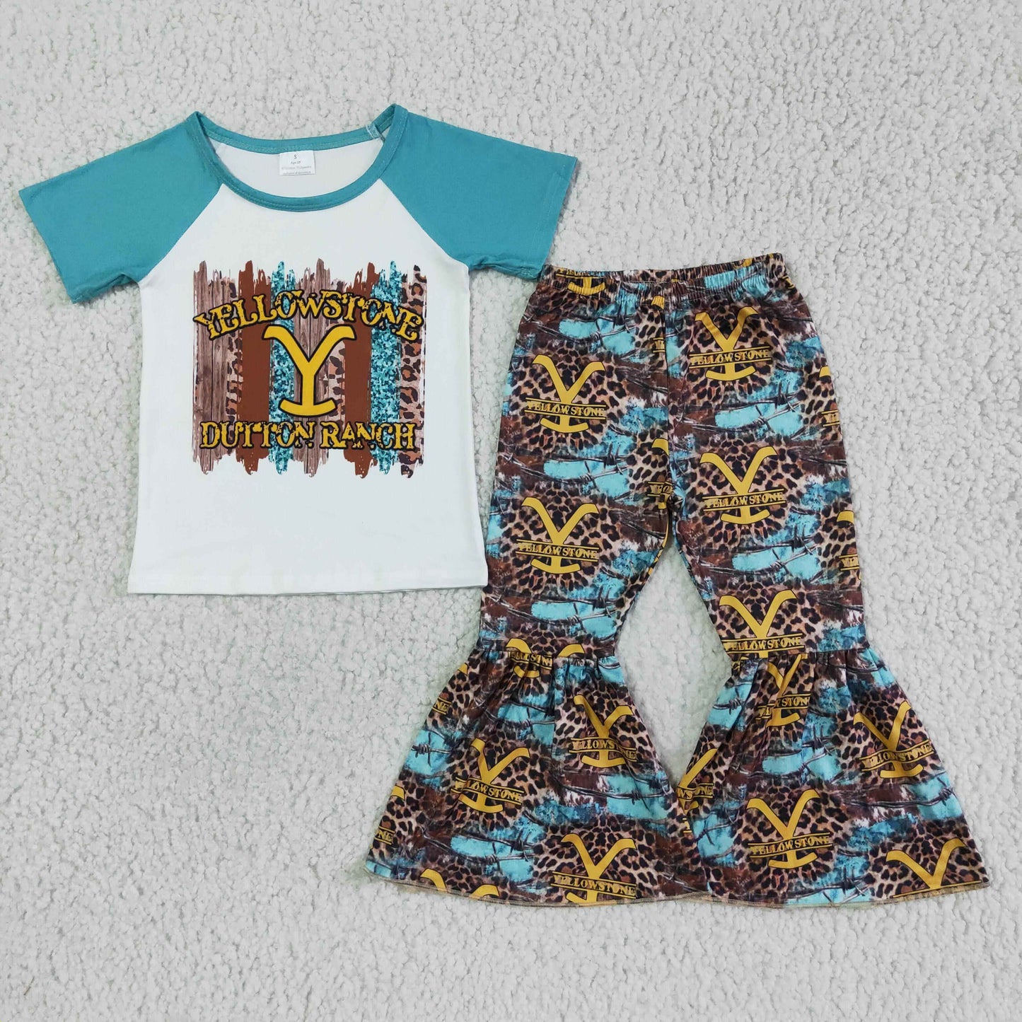 promotion GSPO0064 short top long bell pants girl summer clothes outfit RTS