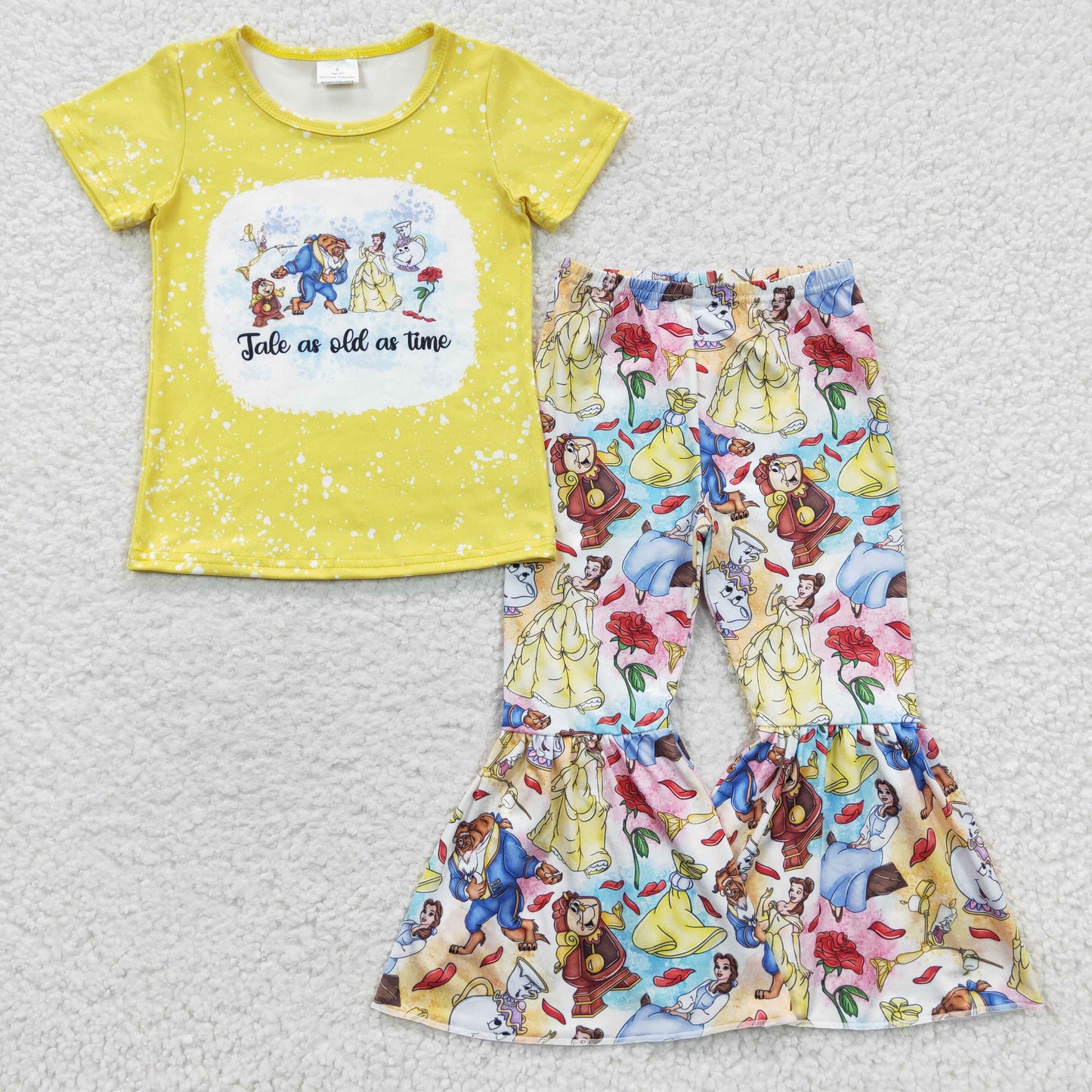 GSPO0621 princess cartoon Beauty Beast short sleeve shorts girl outfit 20230425 RTS