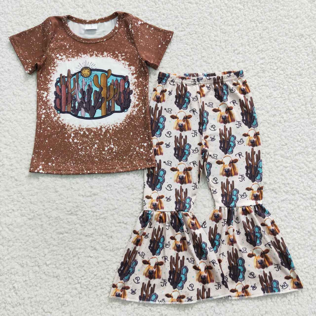 GSPO0647 western horse short sleeve boy outfit 2023608