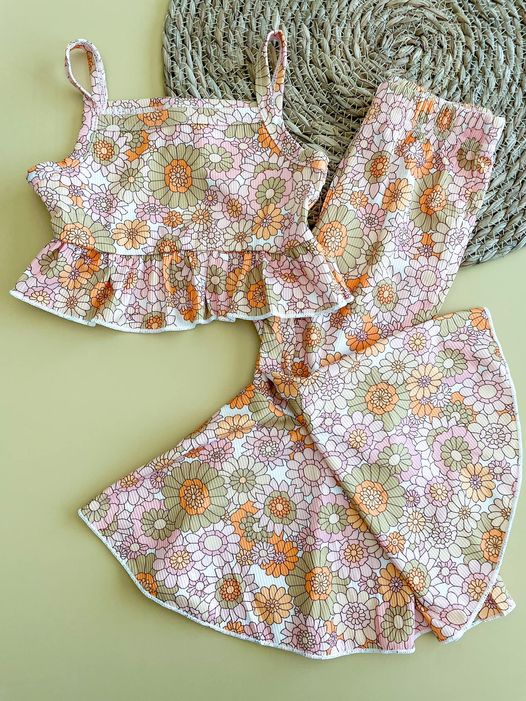 GSPO0668 flower gallus short sleeve girl outfit 20230605 RTS