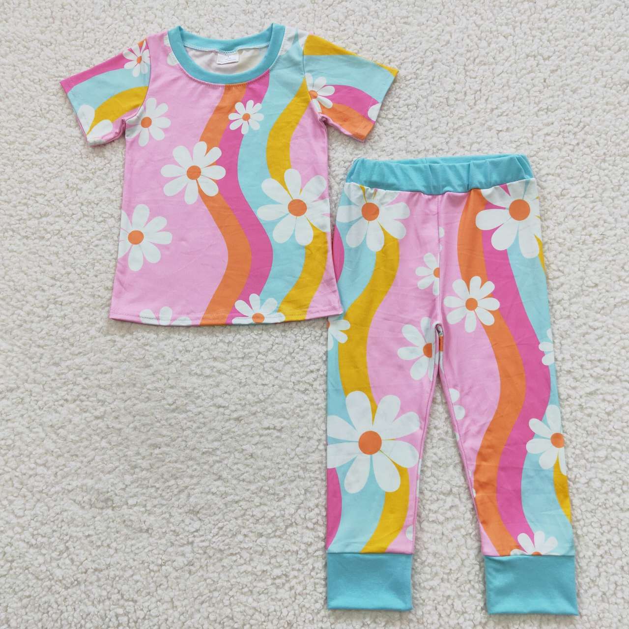 GSPO0720 flowers western short sleeve children girl outfit pajamas 20230628 RTS