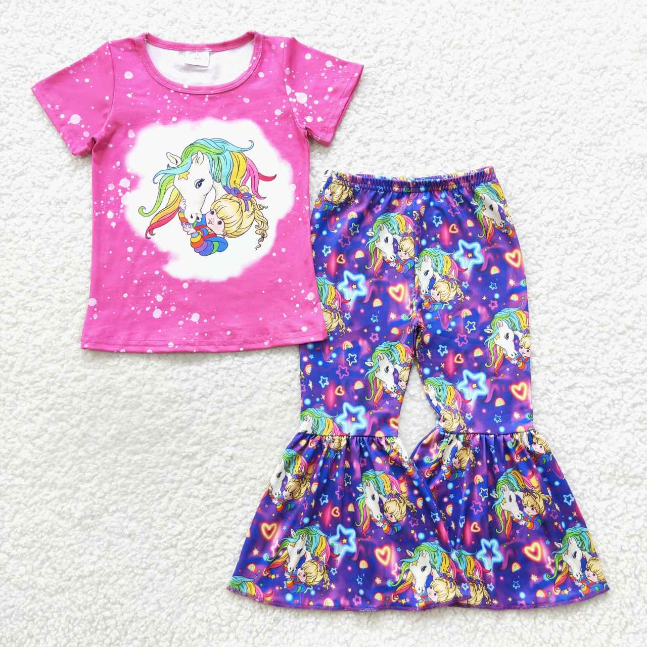 GSPO0730 western unicorn spring short sleeves girl outfit 20230807 RTS