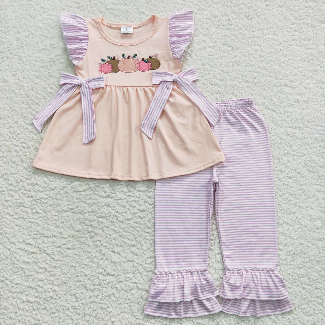 GSPO0783 Halloween pumpkin purple short sleeve pants girl outfit 20230907 RTS