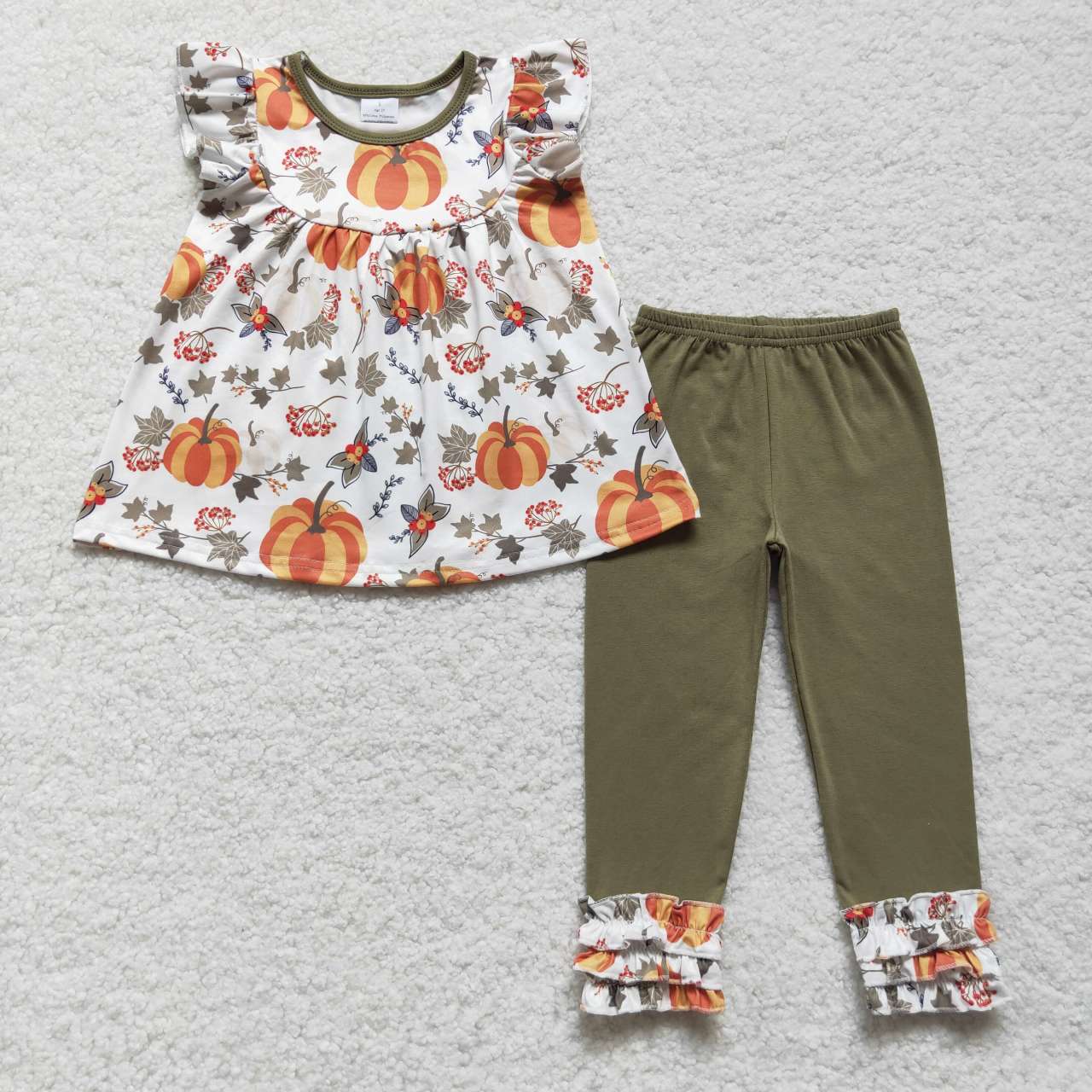 RTS GSPO0837 western fall pumpkin Halloween short sleeve girl outfit 202608