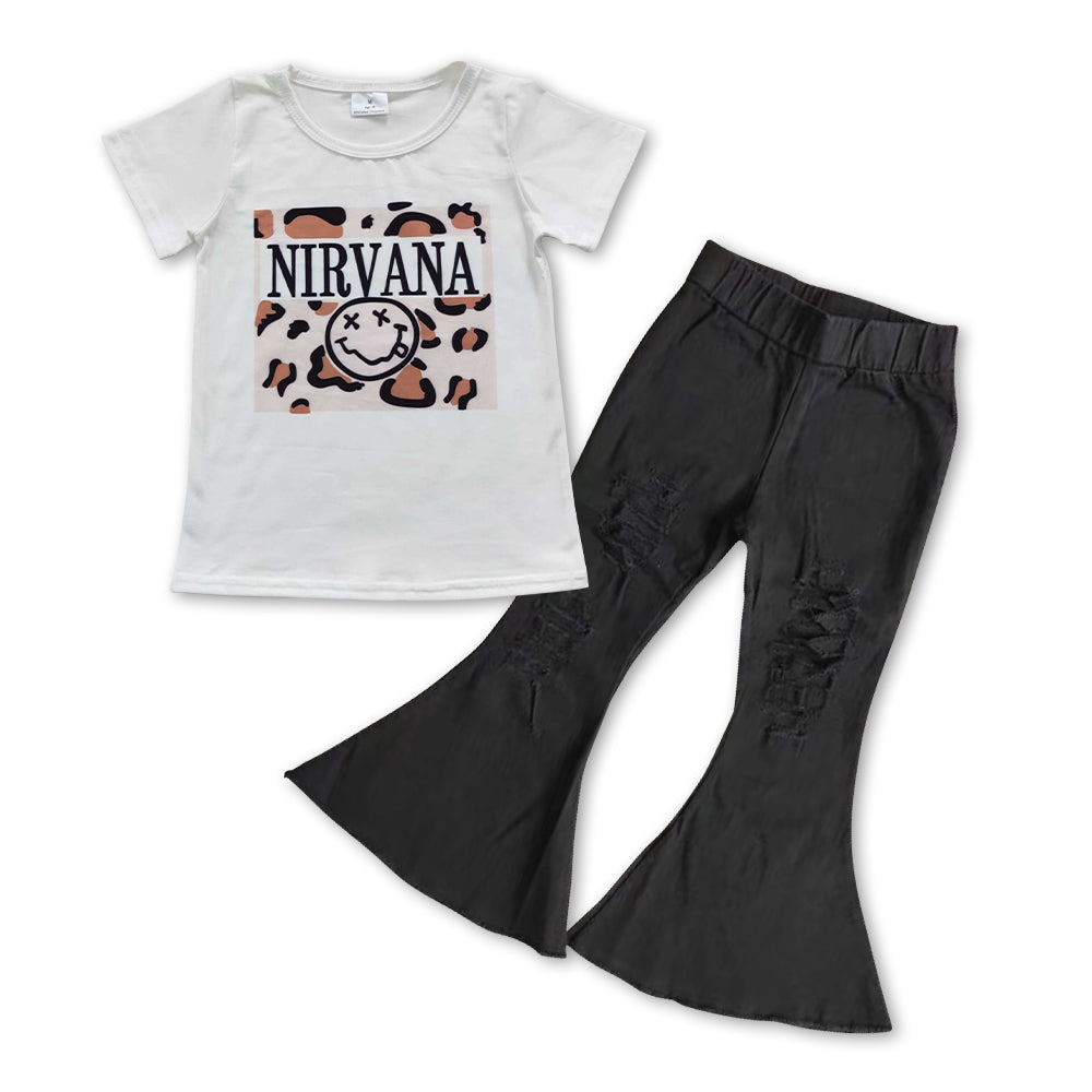 组合GSPO0841 smile western leopard black short sleeve denim jeans girl outfit 20230812 RTS