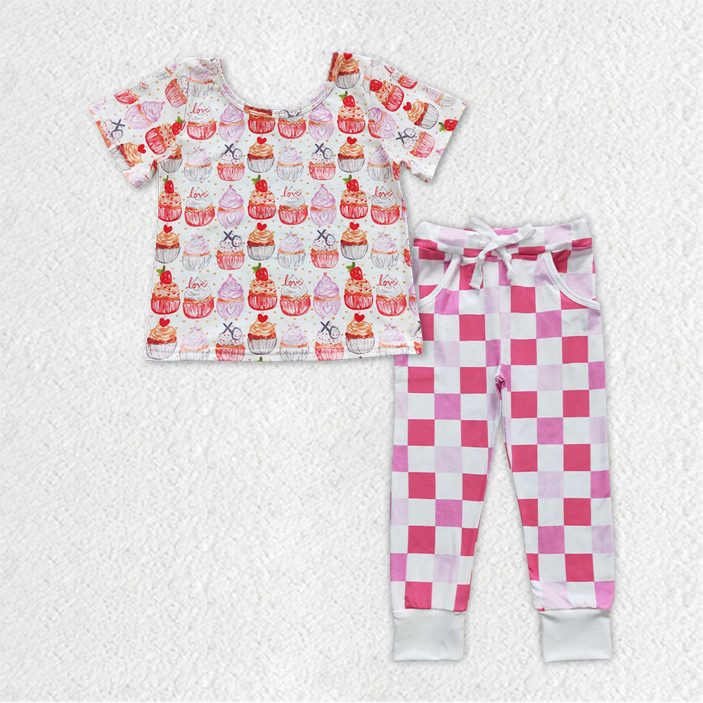 GSPO0909 short sleeve girl outfit RTS 20230920 RTS checkerboard cake